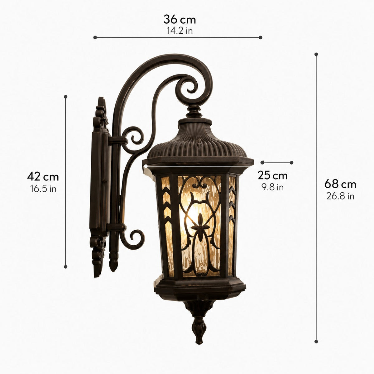 Vintage LED-vägglampa — vattentät utomhusarmatur i pressgjuten aluminium och glas