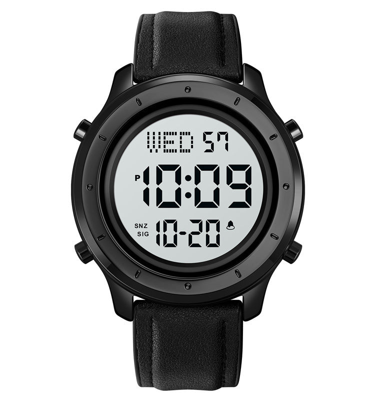 Men's Multifunction Electronic Watch — 47mm Round Dial, 30m Waterproof