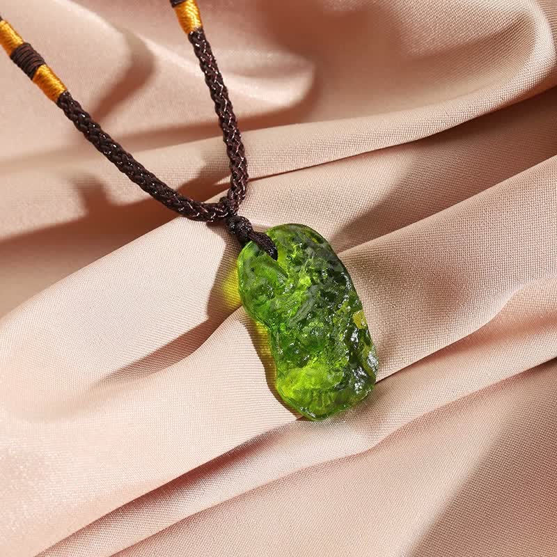 Alina Green Moldavite Necklace — Purification Stone, Vibrant Green