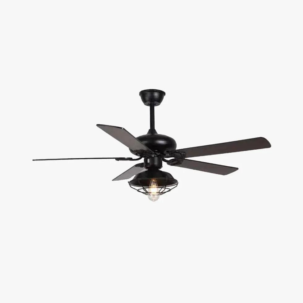 Amerikai ipari stílusú lámpa mennyezeti ventilátorral, banánlevélmintával | boxzora