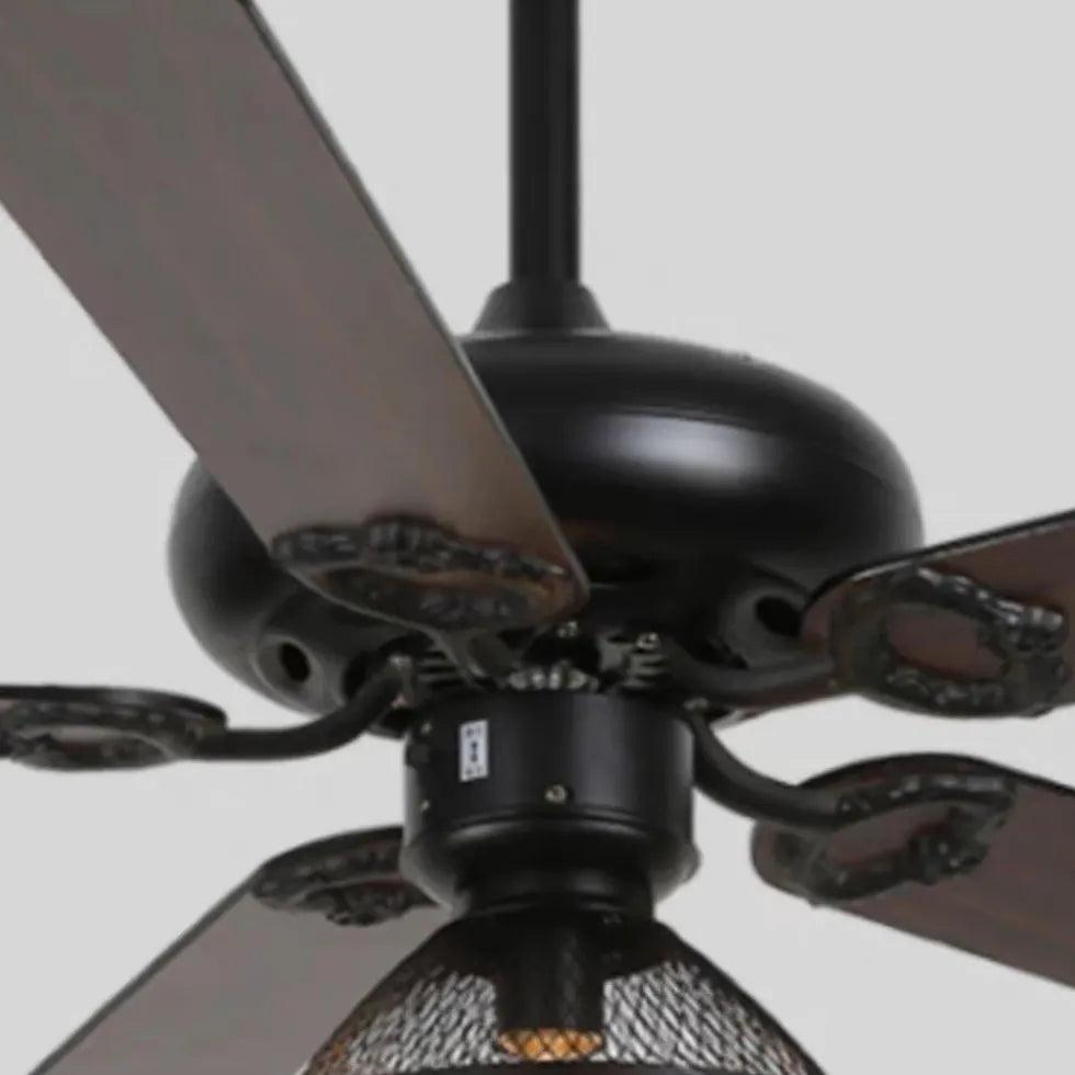 Amerikai ipari stílusú lámpa mennyezeti ventilátorral, banánlevélmintával | boxzora