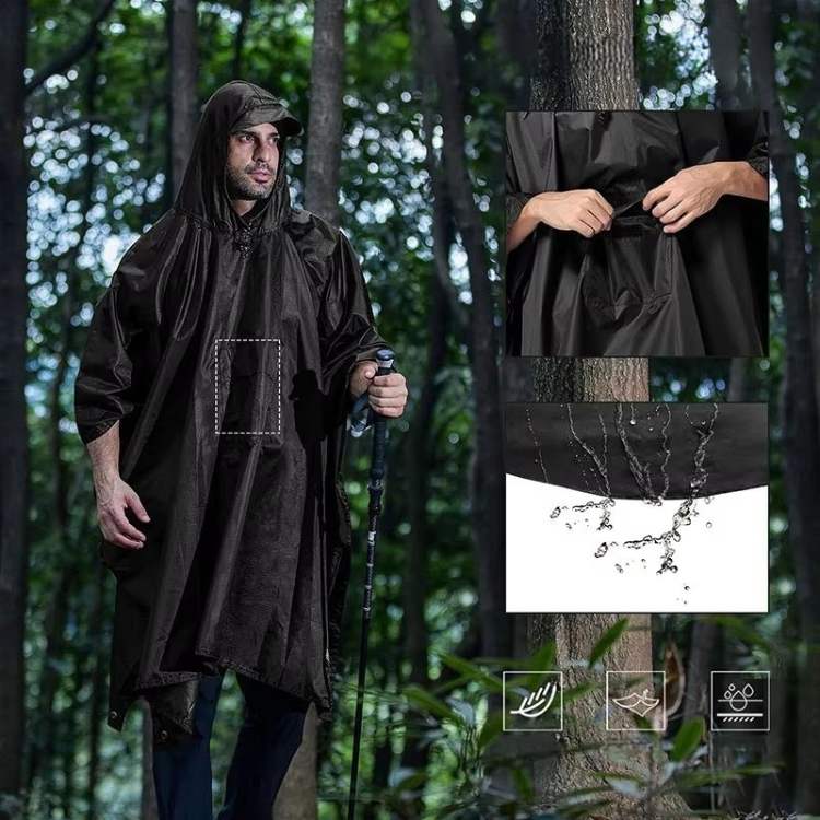 Waterdichte poncho voor alle terreinen — opvouwbaar, lichtgewicht, knielengte
