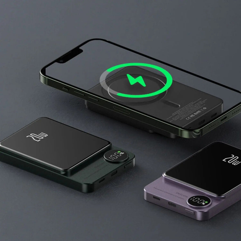 Batería externa magnética inalámbrica delgada – Cargador rápido, batería auxiliar de alta capacidad de 5000-10000mAh