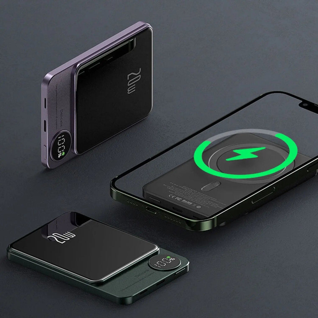 Batería externa magnética inalámbrica delgada – Cargador rápido, batería auxiliar de alta capacidad de 5000-10000mAh