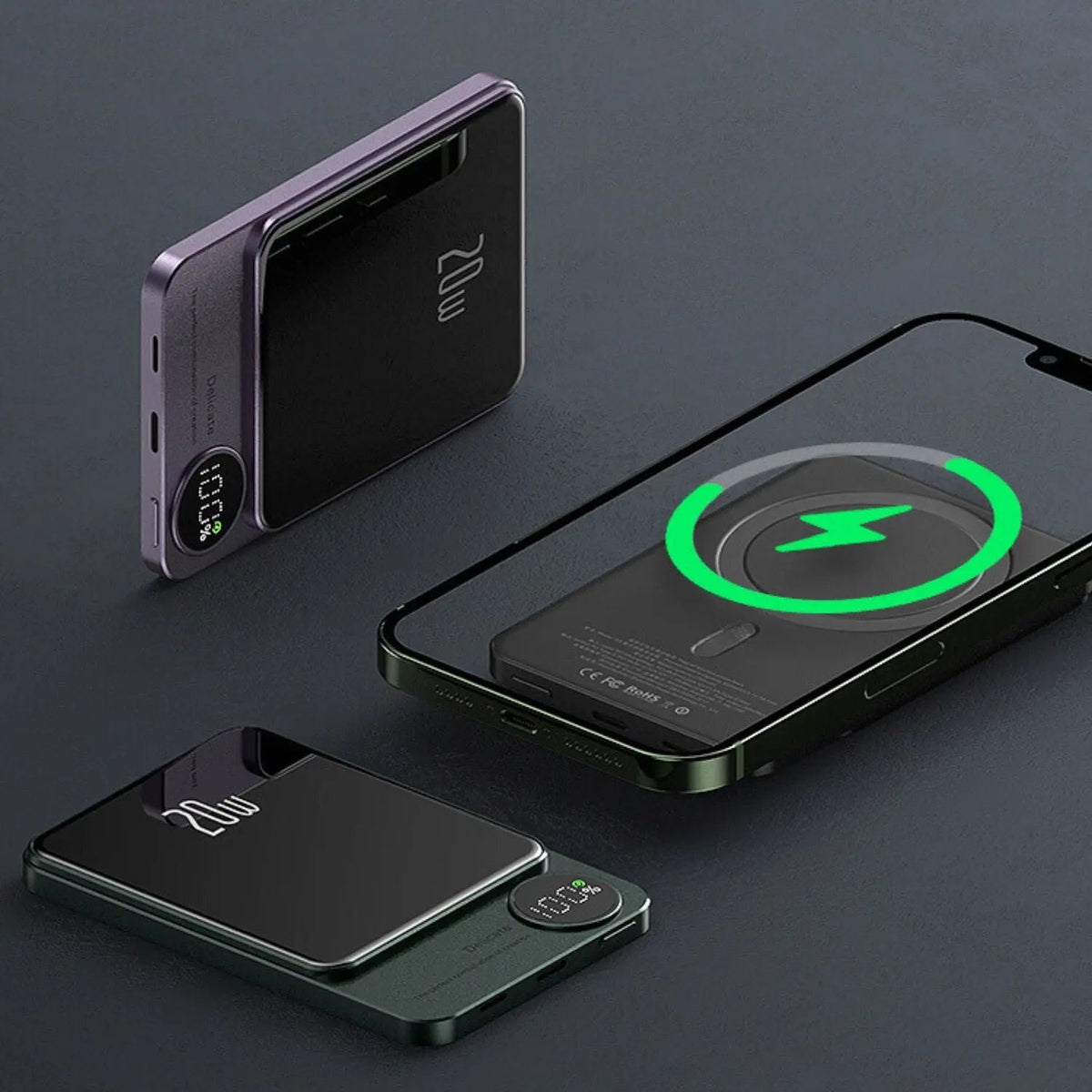 Batería externa magnética inalámbrica delgada – Cargador rápido, batería auxiliar de alta capacidad de 5000-10000mAh