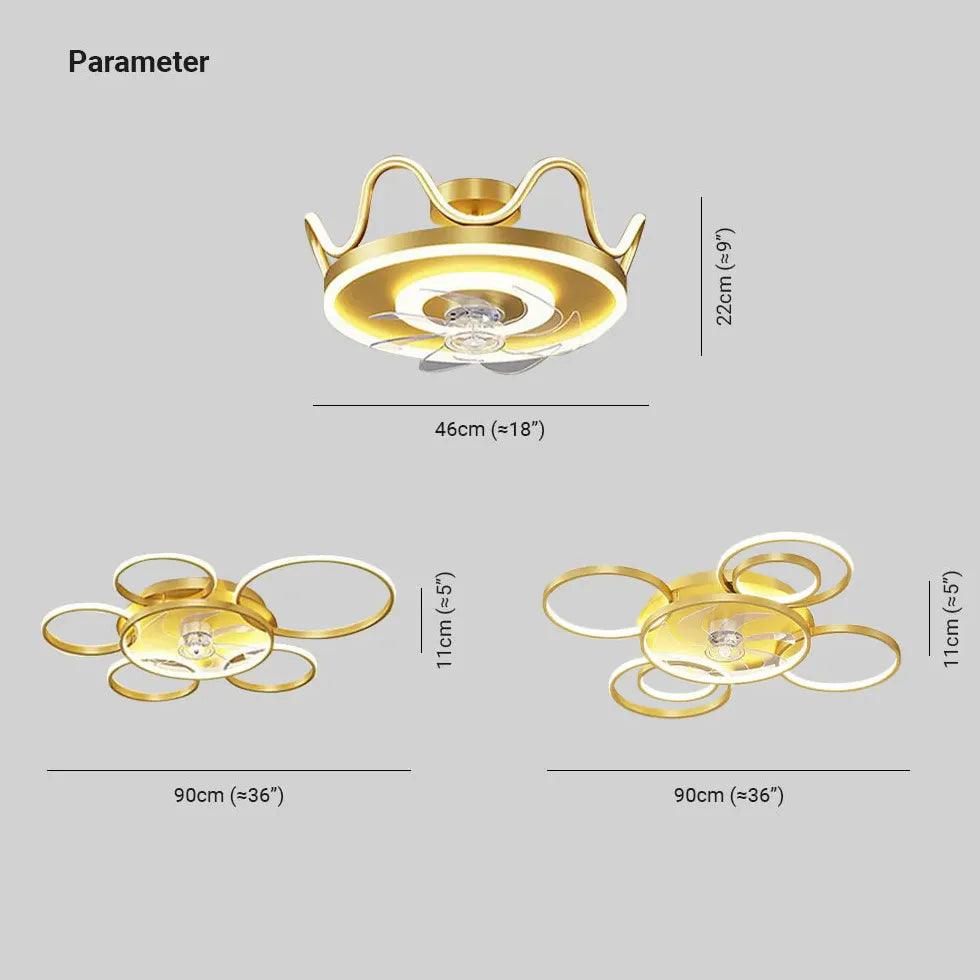 Modern Gold Crown Ceiling Light with Fan | boxzora