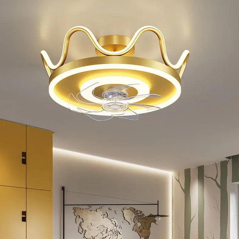 Moderne guldkroneloftlampe med ventilator | boxzora