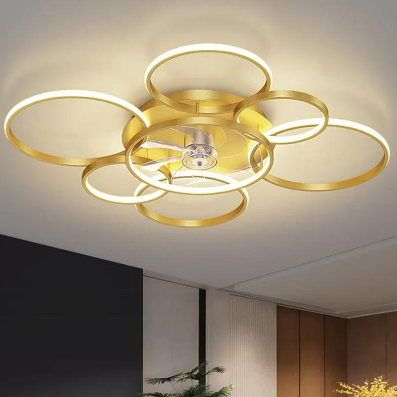 Modern Gold Crown Ceiling Light with Fan | boxzora