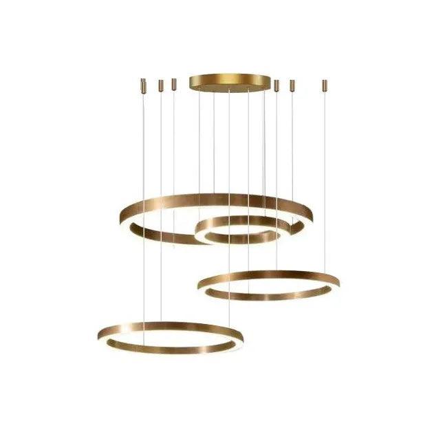 Lámpara colgante moderna LED redonda de acero inoxidable dorado | boxzora