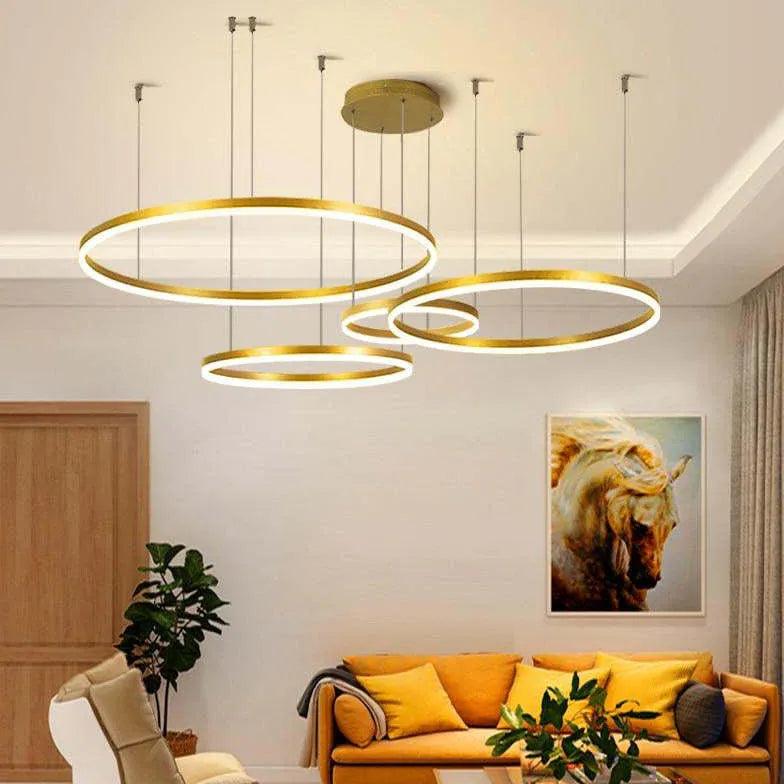 Modern Multi Ring Pendant Light Dimmable in Metal for Living Rooms | boxzora
