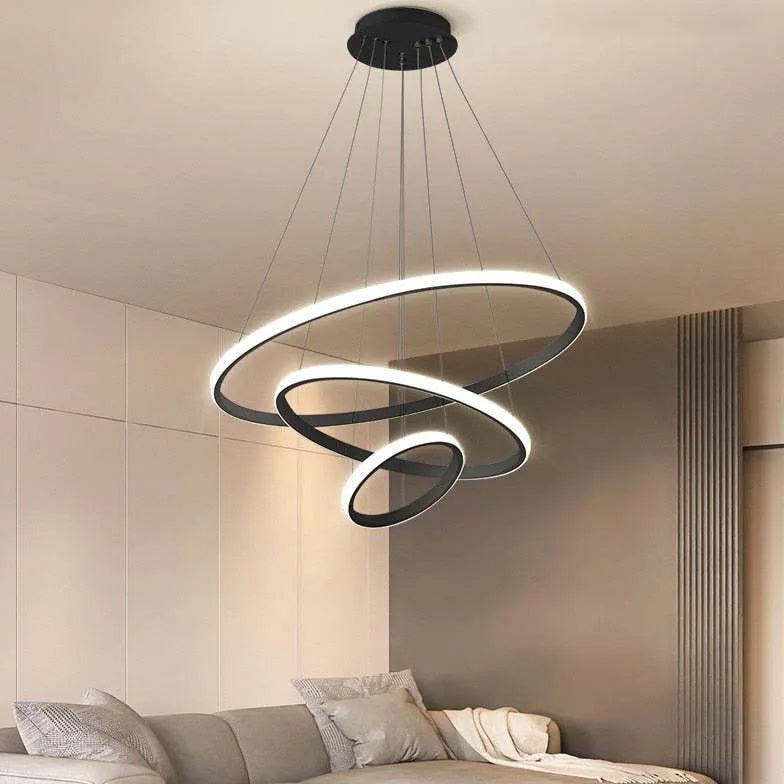 Luminária pendente LED minimalista em anel para quarto | boxzora