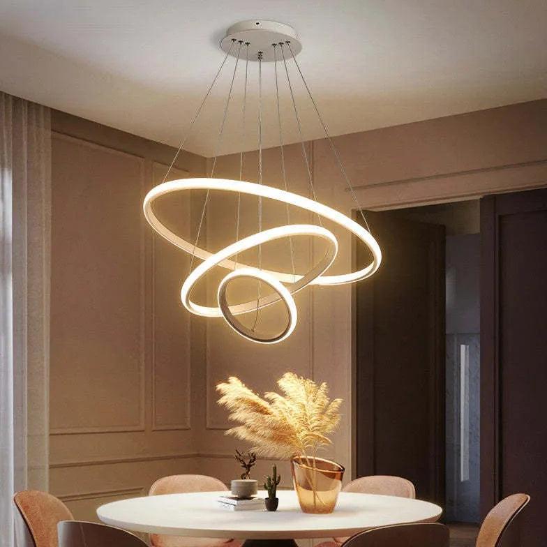 Luminária pendente LED minimalista em anel para quarto | boxzora