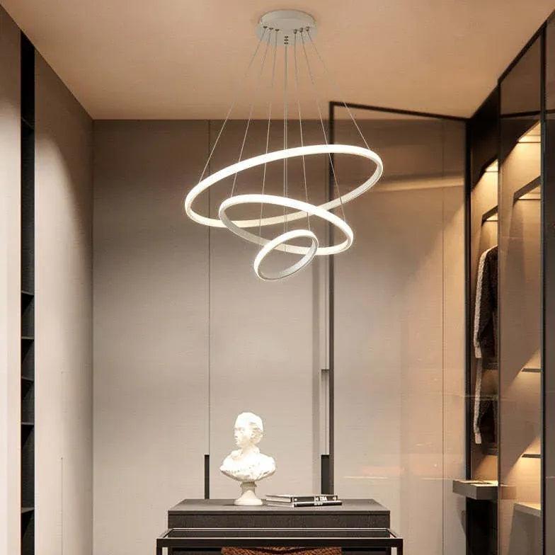 Luminária pendente LED minimalista em anel para quarto | boxzora