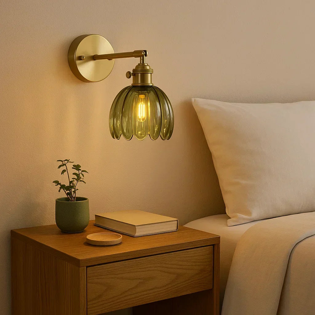 Candeeiro de Parede Retro Vintage — Abajur de Vidro em Forma de Tulipa Delicada