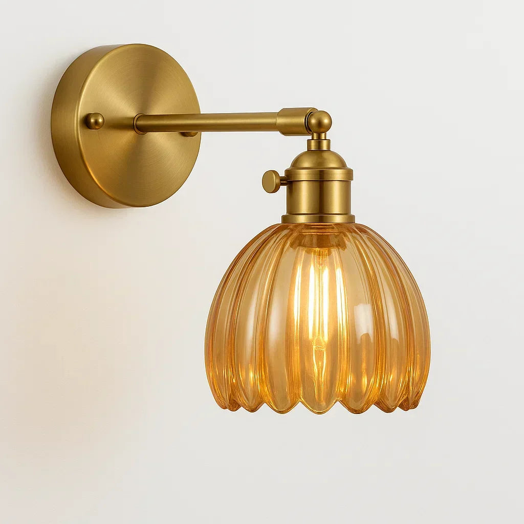 Candeeiro de Parede Retro Vintage — Abajur de Vidro em Forma de Tulipa Delicada
