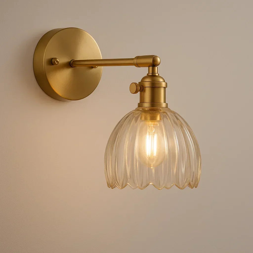 Candeeiro de Parede Retro Vintage — Abajur de Vidro em Forma de Tulipa Delicada