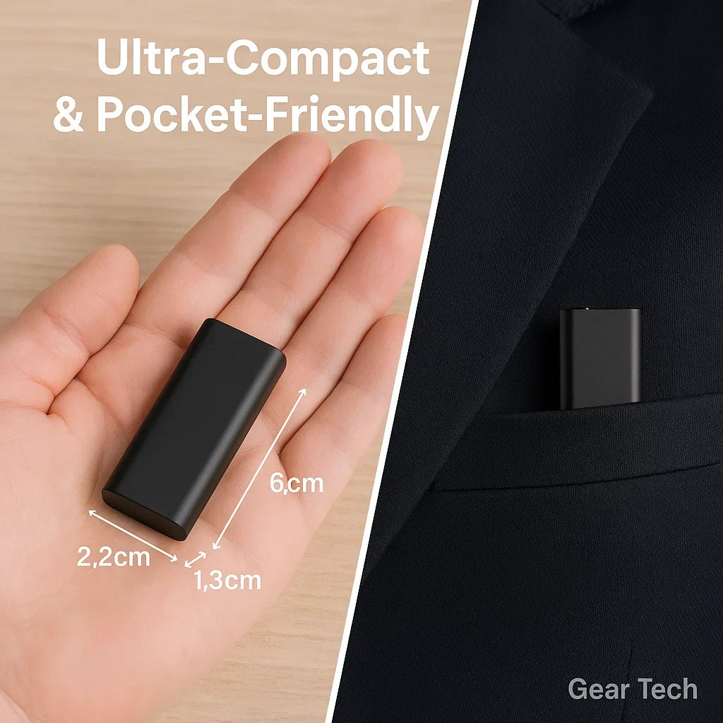 Mini enregistreur vocal — design ultra-fin et portable, capture audio à pression unique, démarrage automatique par activation vocale