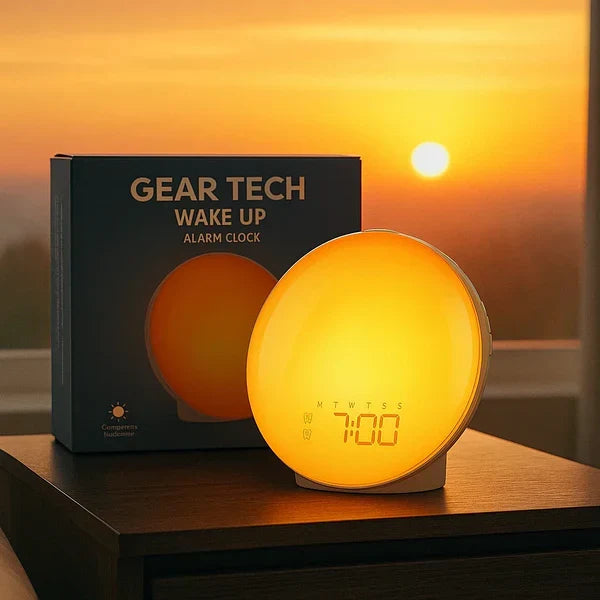 Wake-Up Sun Lamp Alarm Clock — Gradual Sunrise Glow, Customizable Sounds