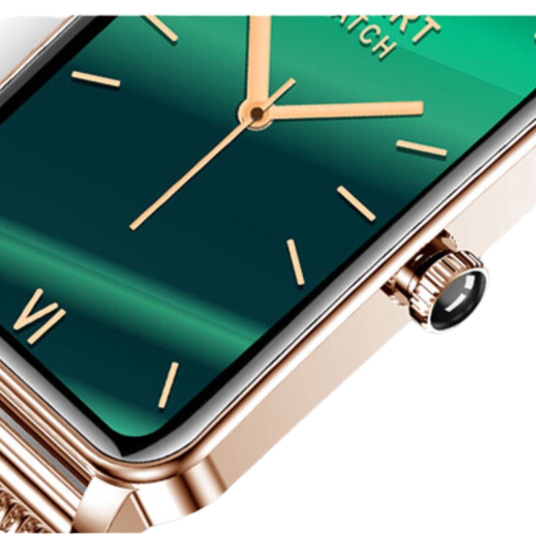 Smartwatch — monitorização elegante da saúde, conectividade contínua, design feminino
