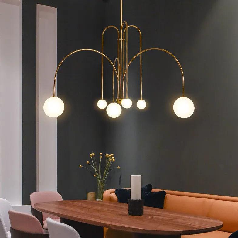 Candelabru din metal și sticlă, cu glob luminos, pentru living | boxzora