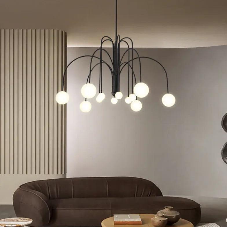 Candelabru din metal și sticlă, cu glob luminos, pentru living | boxzora
