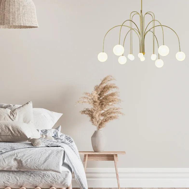 Candelabru din metal și sticlă, cu glob luminos, pentru living | boxzora