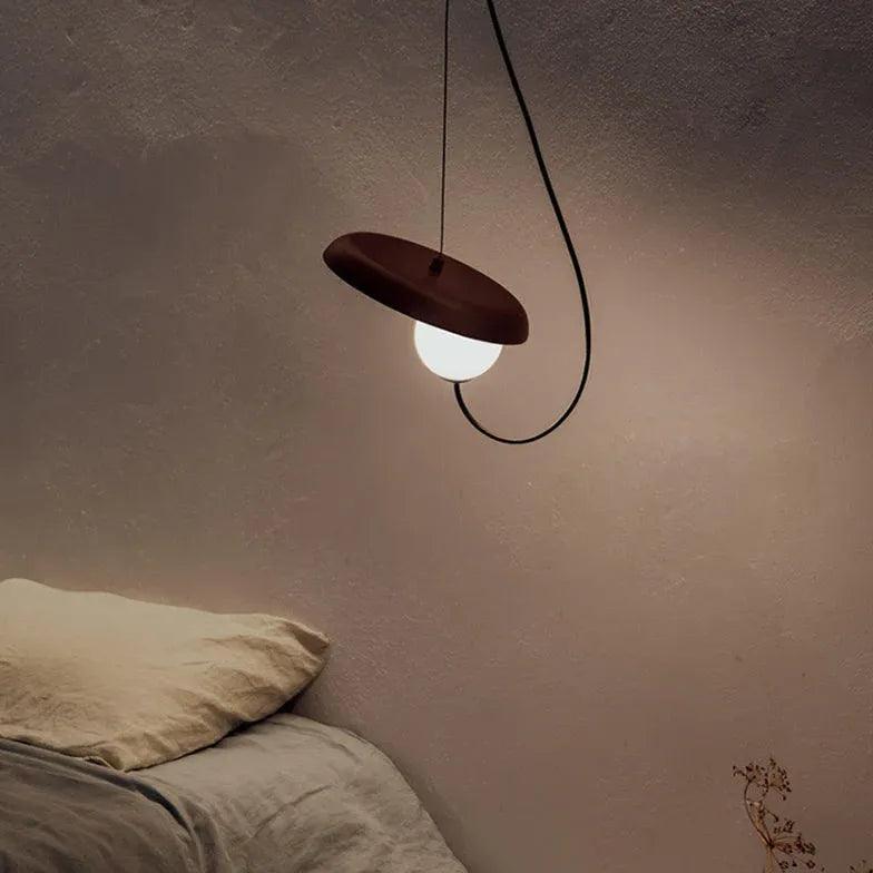 Minimalistyczna żelazna lampa wisząca w kształcie dysku do sypialni | boxzora