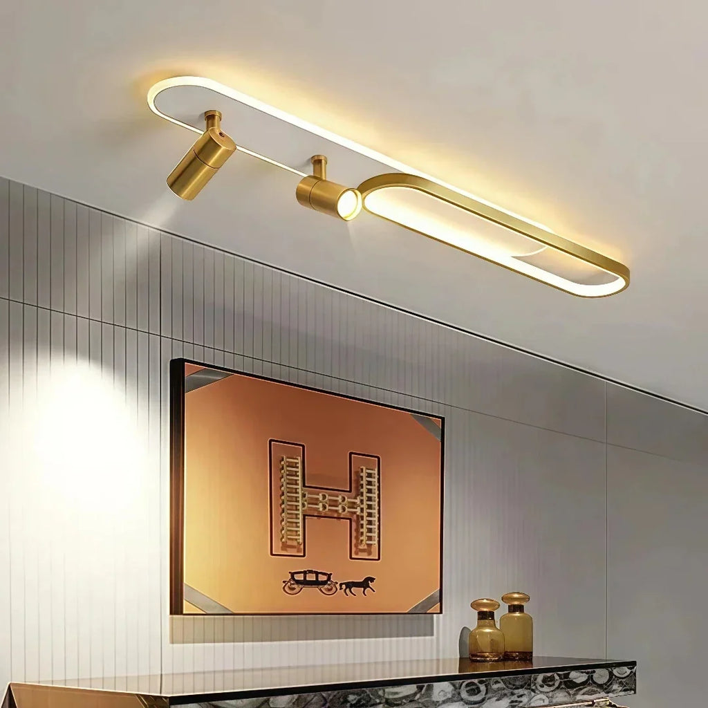 Moderne planloftlampe med spot til stue, justerbar vinkel | boxzora