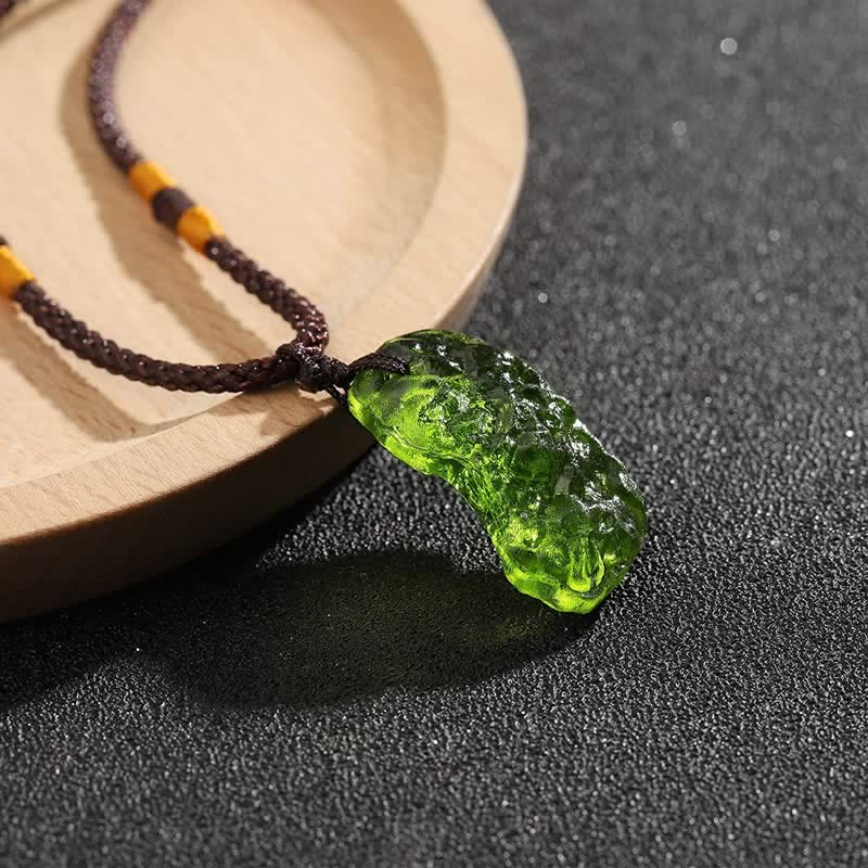 Alina Green Moldavite Necklace — Purification Stone, Vibrant Green
