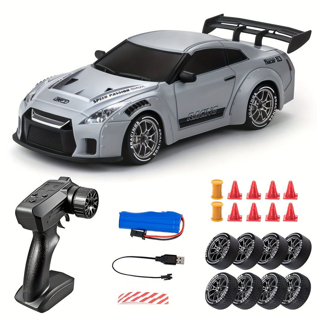 Auto da drift RC Ultimate 1:24 — Giocattolo da corsa 4WD ricaricabile, ruote LED