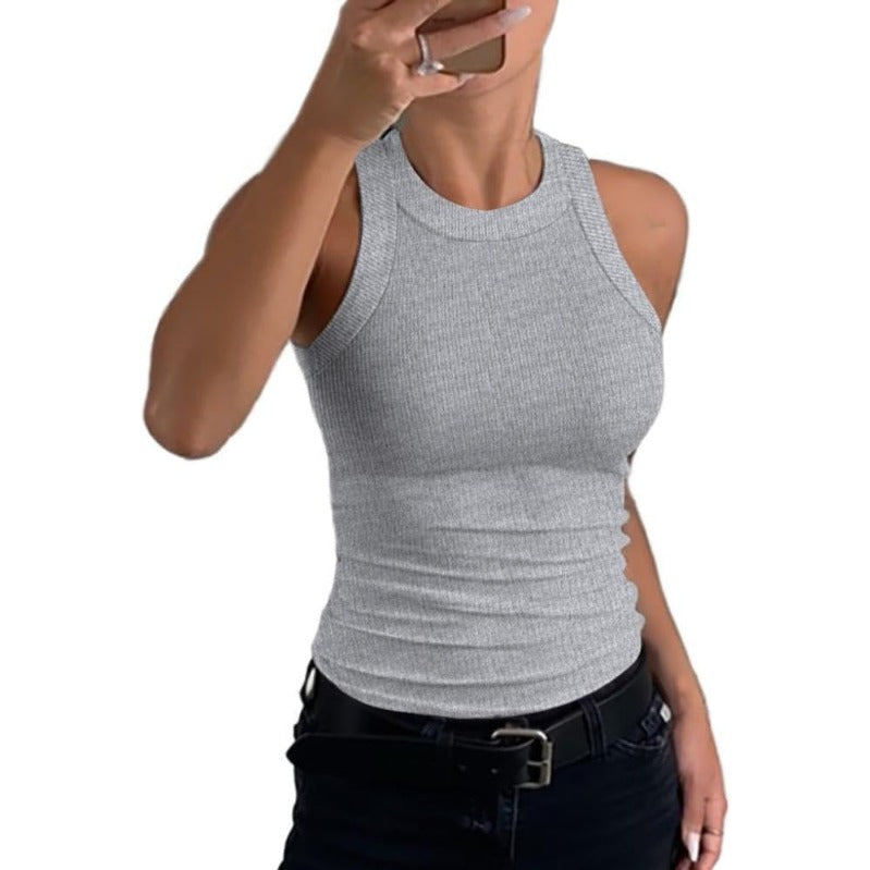 Camiseta de tirantes ligera de canalé para mujer, con espalda deportiva