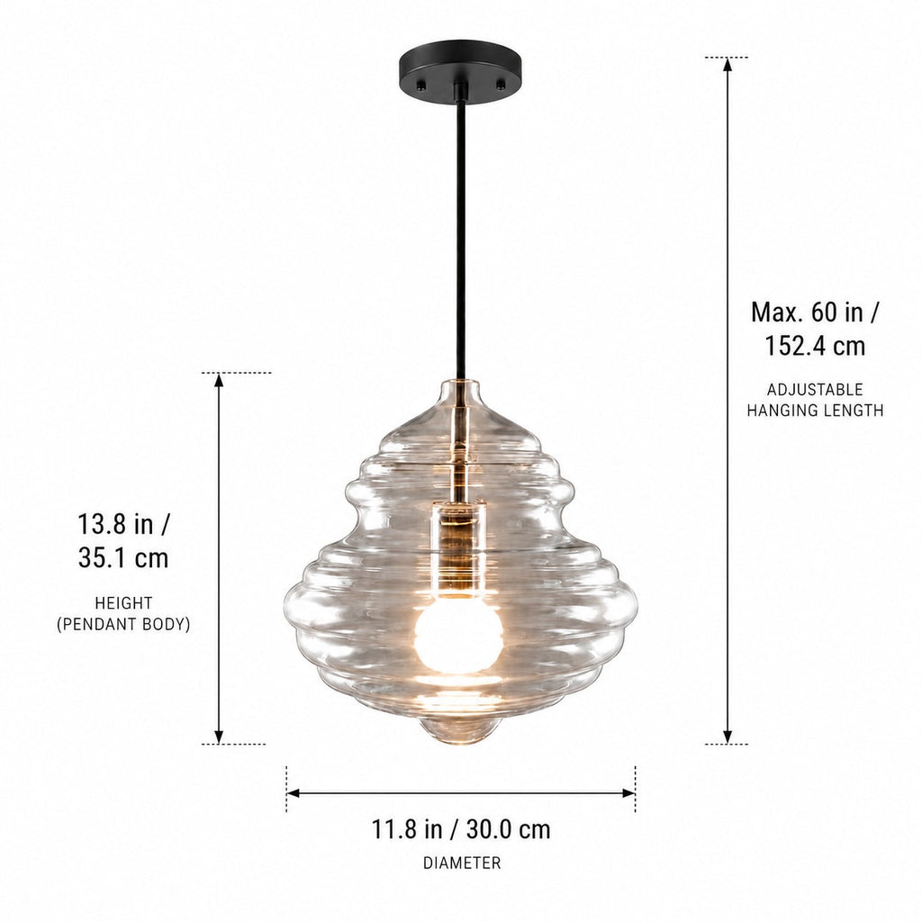 Modern Glass LED Pendant Light — Adjustable Hanging Ceiling Fixture