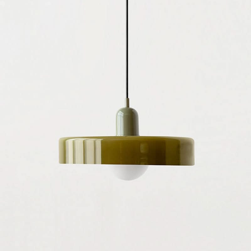 Lampa wisząca Bauhaus — kolorowy szklany klosz, regulowane zawieszenie