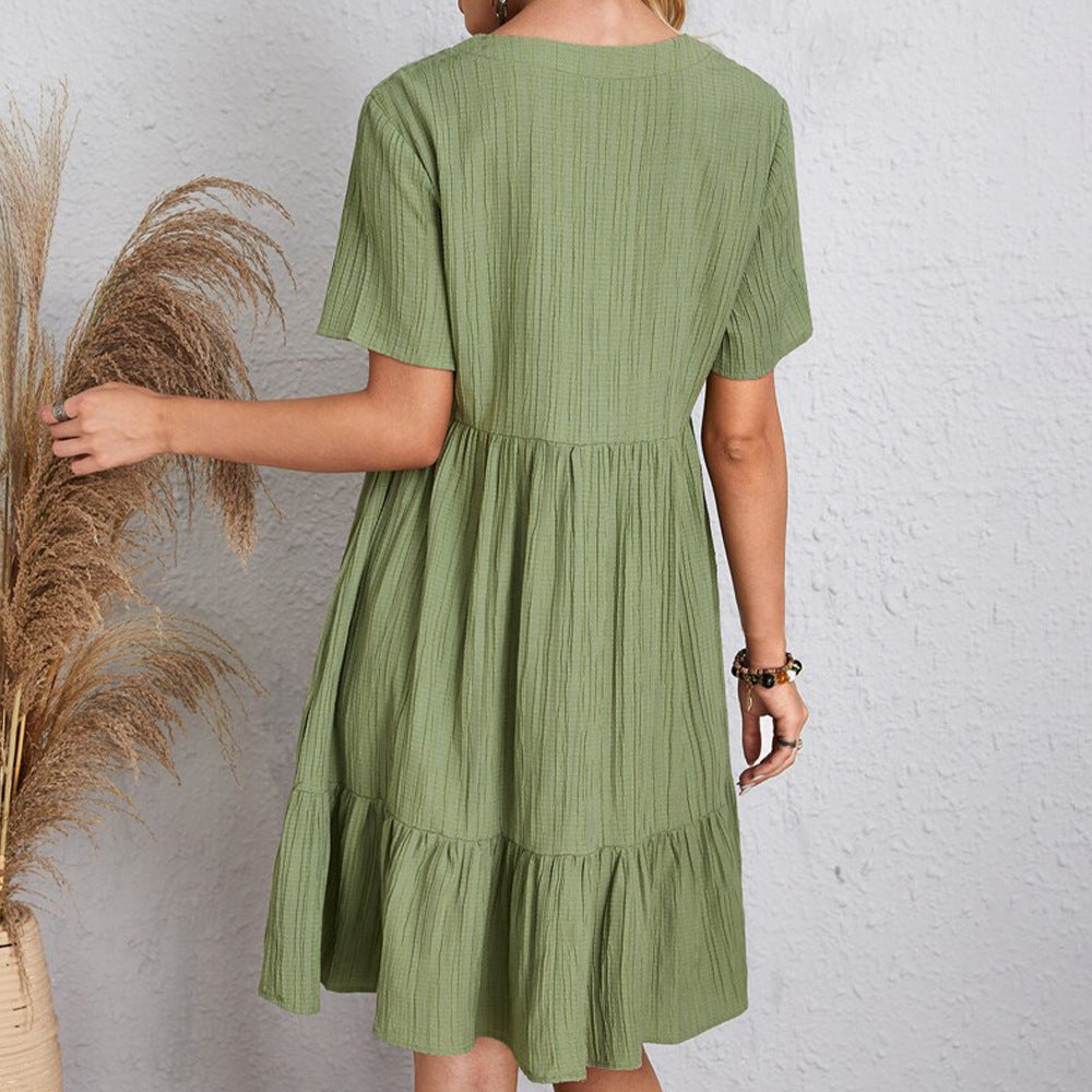 Robe d'été à col V - Légère, Élégante & Ultra-Féminine