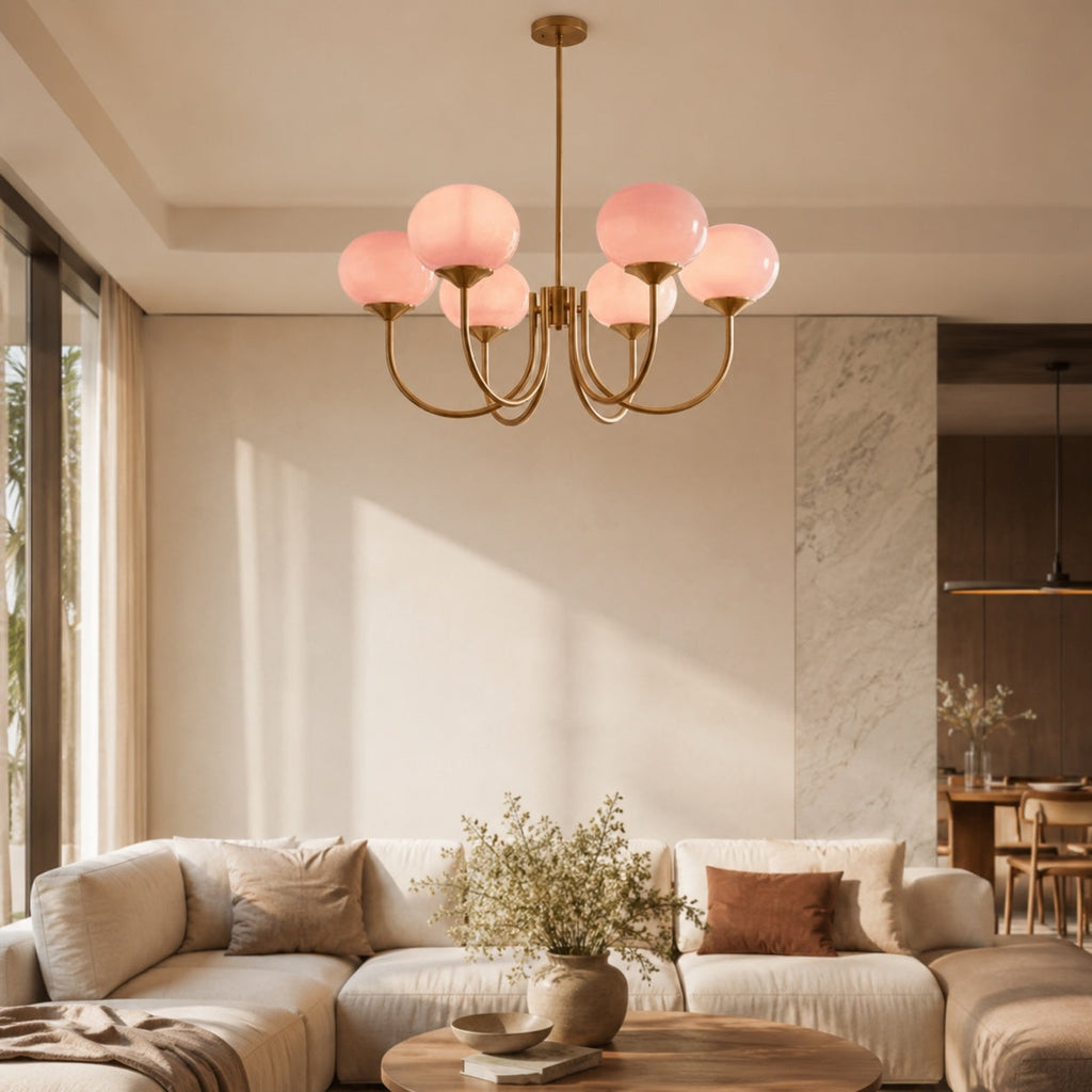 Lámpara colgante moderna de araña con brazo ajustable — luminaria con pantalla de cristal