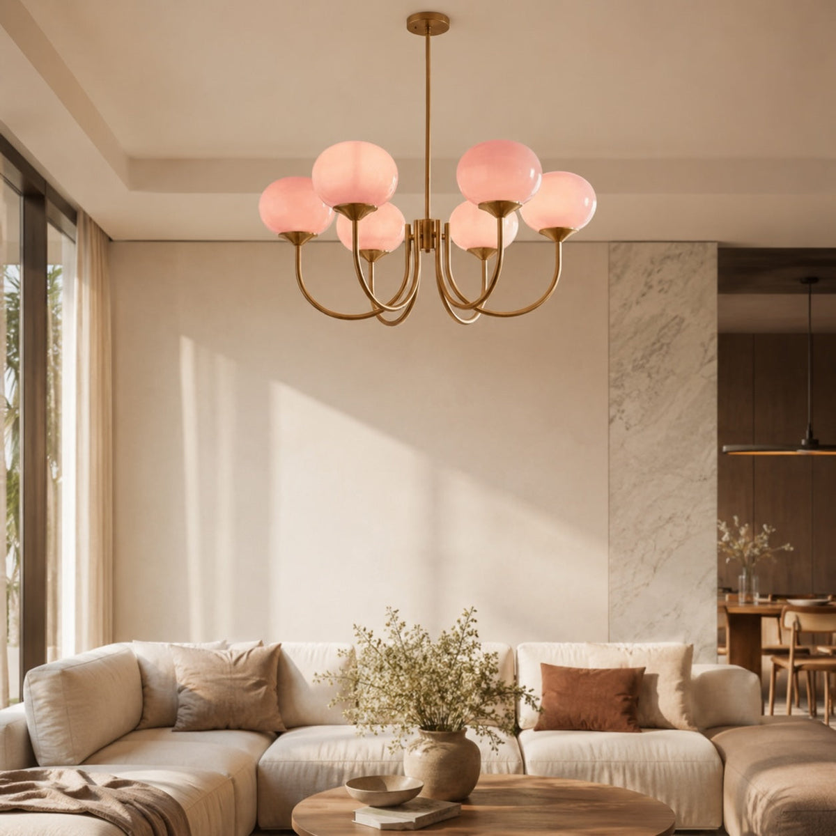 Lámpara colgante moderna de araña con brazo ajustable — luminaria con pantalla de cristal
