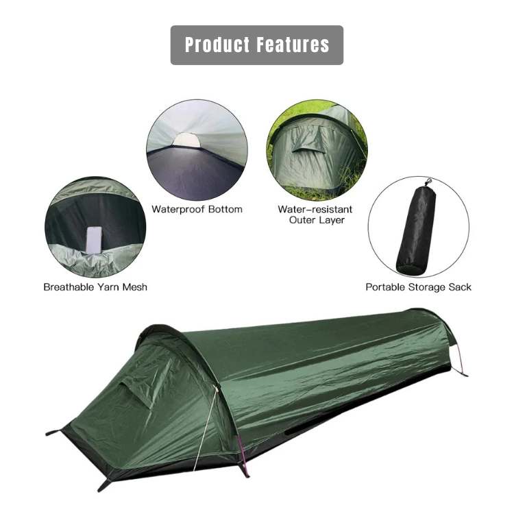 Tienda de campaña ultraligera para una persona — Diseño impermeable y resistente al viento, 690 g (24.3oz)