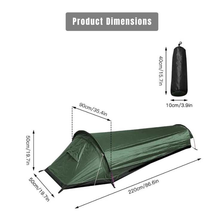 Tienda de campaña ultraligera para una persona — Diseño impermeable y resistente al viento, 690 g (24.3oz)