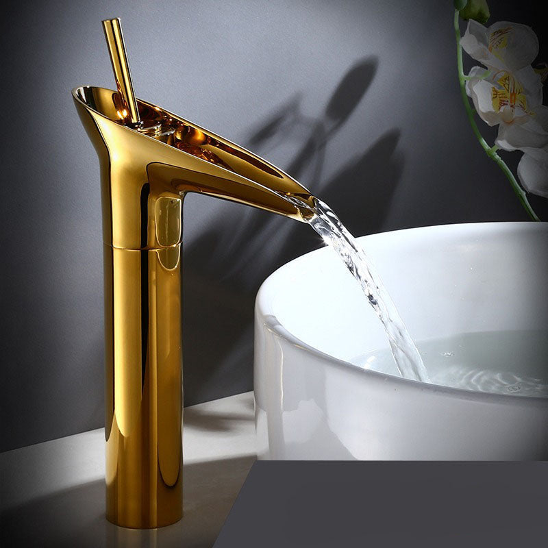 Antique Brass Waterfall Basin Faucet — Bath Sink Mixer
