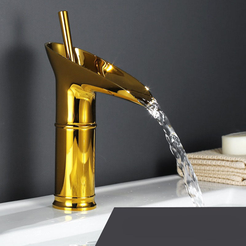 Antique Brass Waterfall Basin Faucet — Bath Sink Mixer