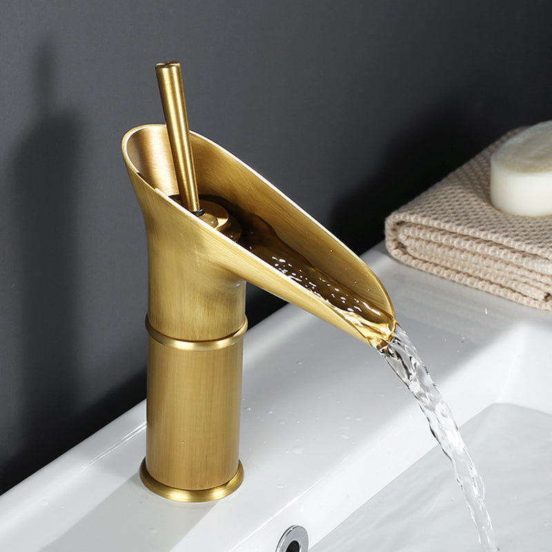 Antique Brass Waterfall Basin Faucet — Bath Sink Mixer