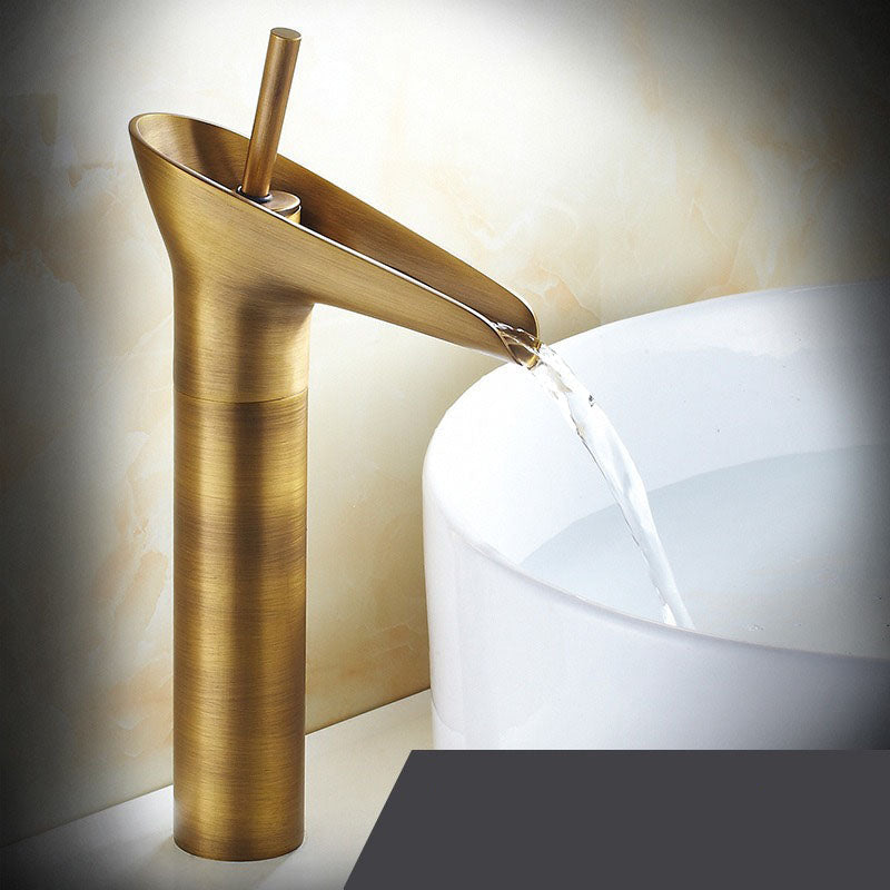 Antique Brass Waterfall Basin Faucet — Bath Sink Mixer