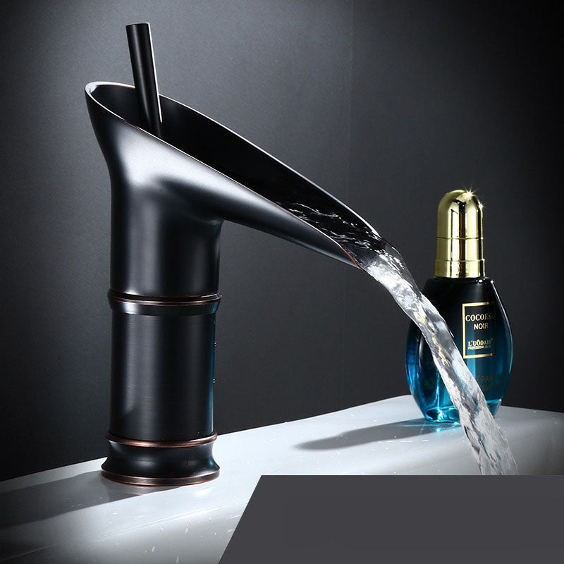 Antique Brass Waterfall Basin Faucet — Bath Sink Mixer