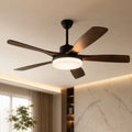 Moderne Deckenleuchte mit Deckenventilator und 5 Flügeln zur direkten Montage - Metallrahmen, einstellbare LED, Fernbedienung