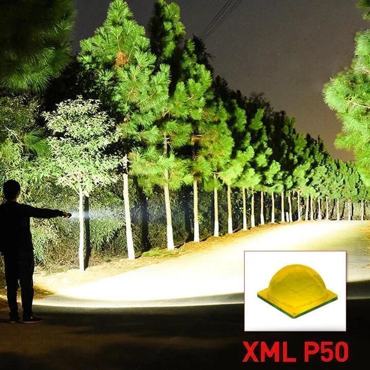 90000 lumenes LED-es zseblámpa – újratölthető 18650-es és 26650-es akkumulátorral kompatibilis, beépített akkumulátorállapot-kijelzővel