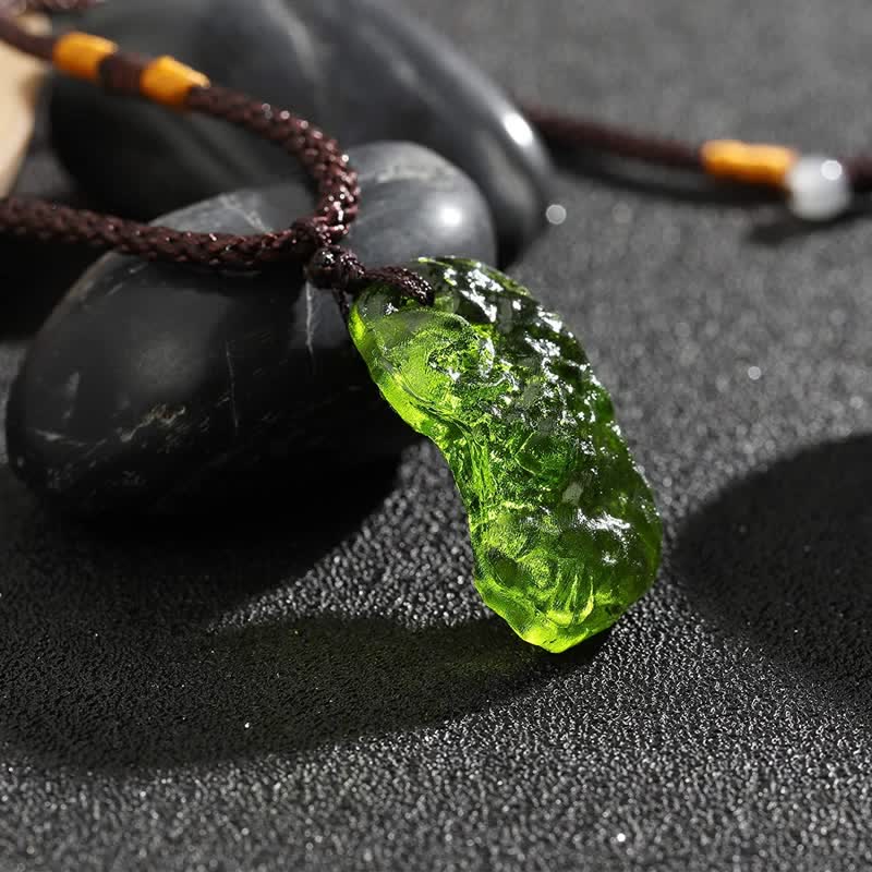 Alina Green Moldavite Necklace — Purification Stone, Vibrant Green
