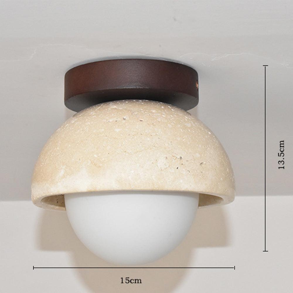 Moderne japansk loftlampe i gul kalksten og træ | boxzora