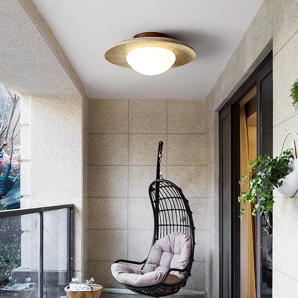 Modern Japanese Yellow Limestone Wood Ceiling Light | boxzora
