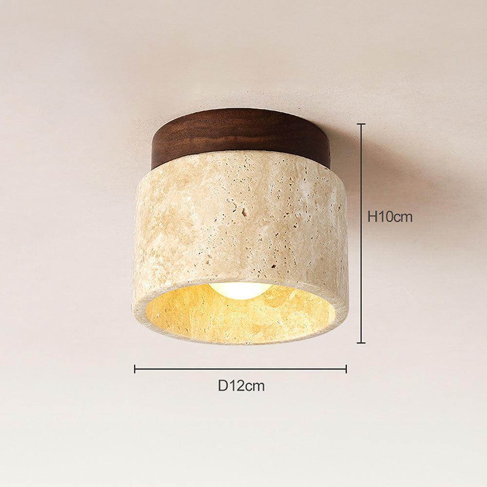 Moderne japansk loftlampe i gul kalksten og træ | boxzora