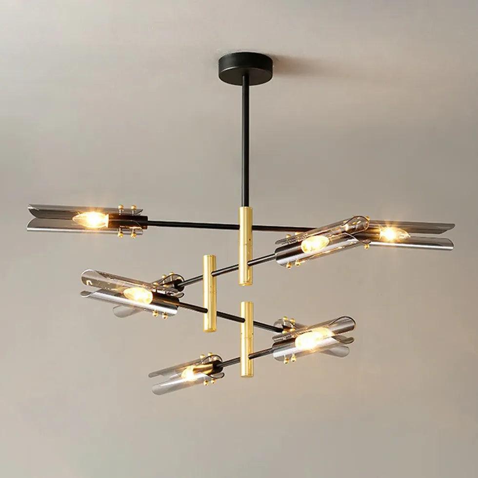 Candelabru de lux cu ramuri și lumină rotativă pentru masa din sufragerie | boxzora